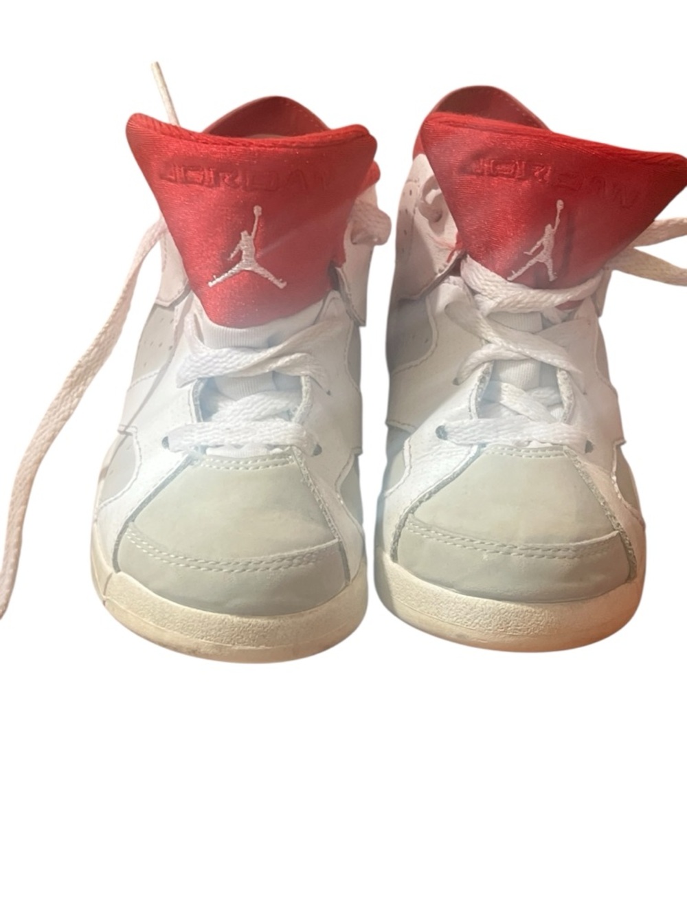 Jordan Kids White and Red High-Top Sneakers